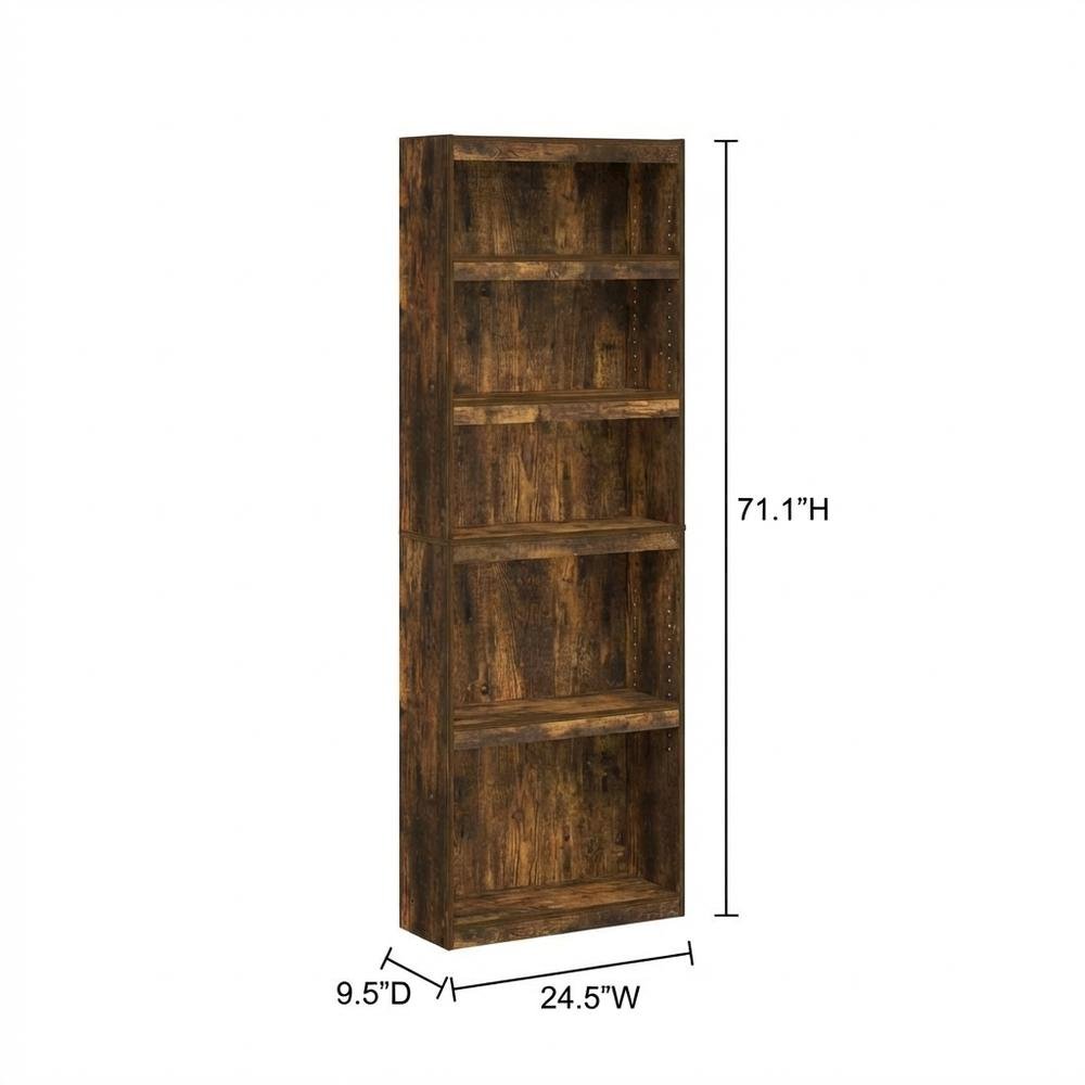 Amber Pine 5-Tier Shelf Bookcase with Ample Storage Space