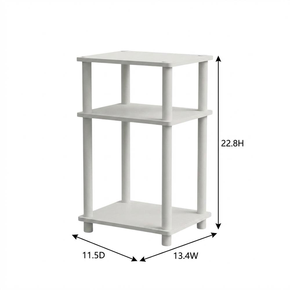 White 3-Tier End Table with Multi-level Storage and Modern Design