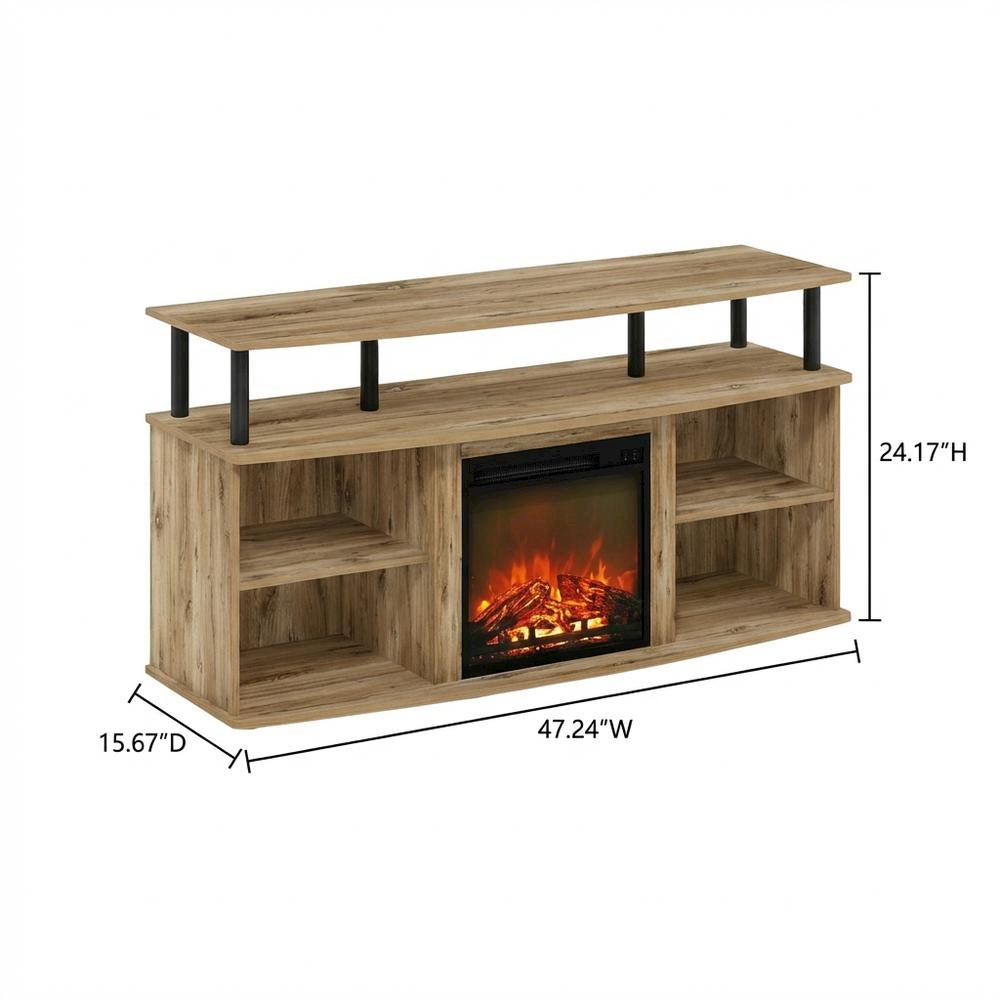 Black shelving entertainment center, TV storage, screens up to 55 inches