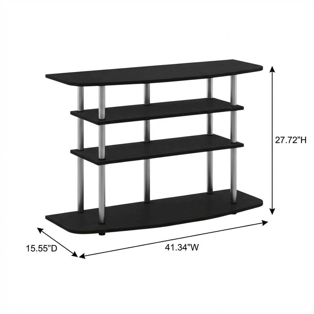 Black Wood TV Stand for up to 46-inch Screens with 4-Tier Storage