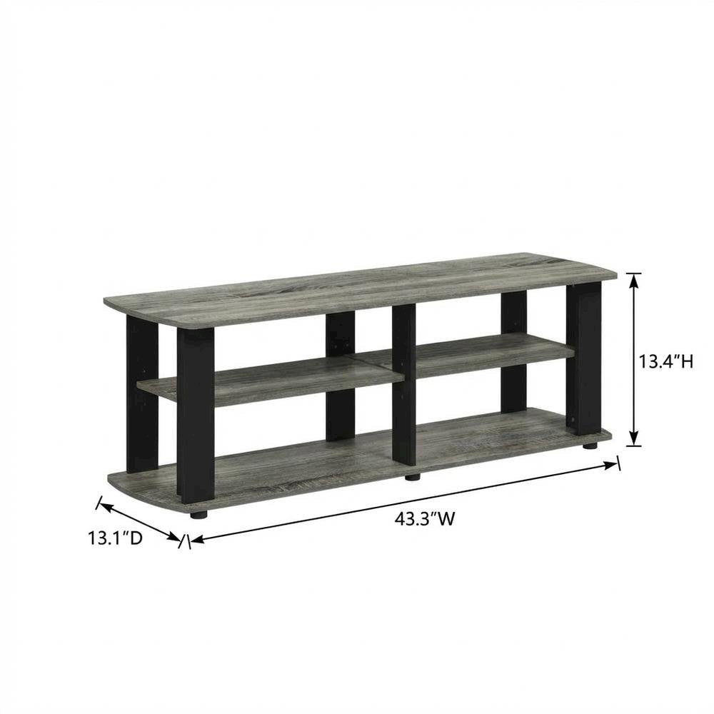 Black and French Oak TV Stand with Composite Wood Construction for Living Room
