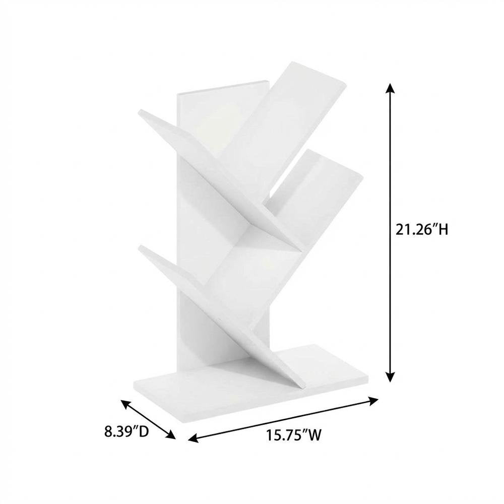 Wooden White Bookcase - 15.75 W x 21.26 H x 8.39 D Dimensions for Home Storage