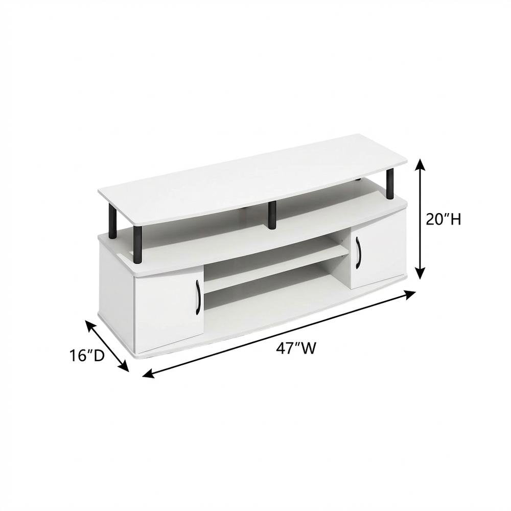 White entertainment center for up to 55-inch TVs with spacious storage, modern