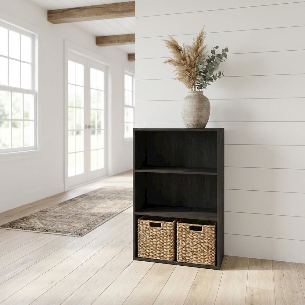 Wood bookcase with sleek design for versatile storage
