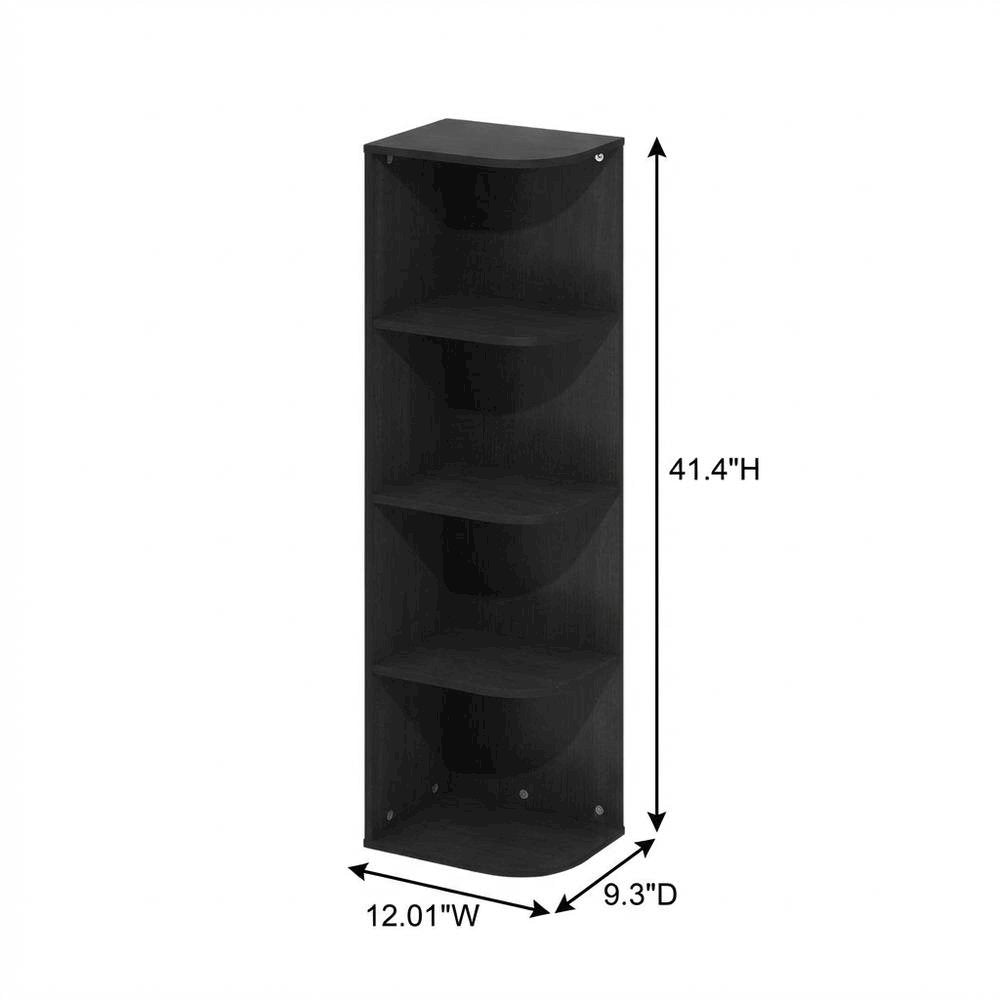 Blackwood 4-Tier Corner Bookcase with Open Shelves for Living Room Storage