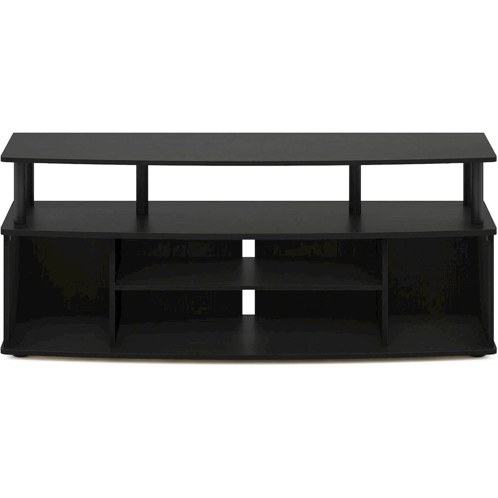Black TV Stand with 3 Open Shelves, 2 Cabinets, for Up to 55 Inch TV