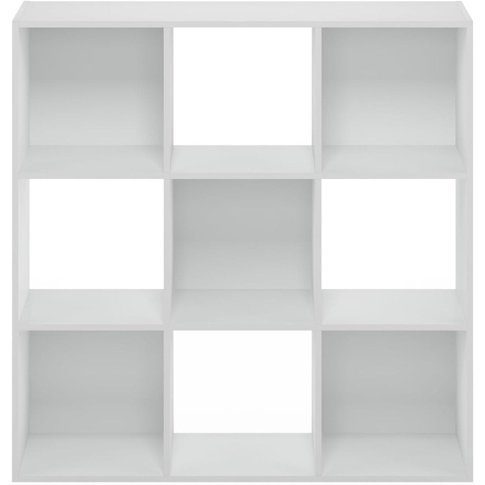 White Engineered Wood 9 Cube Storage Organizer with Modern Storage Cubes