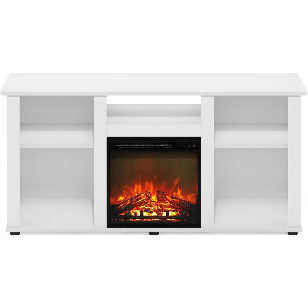 White 55 Inch Fireplace TV Stand with Five Shelves and Elegant Electric Insert
