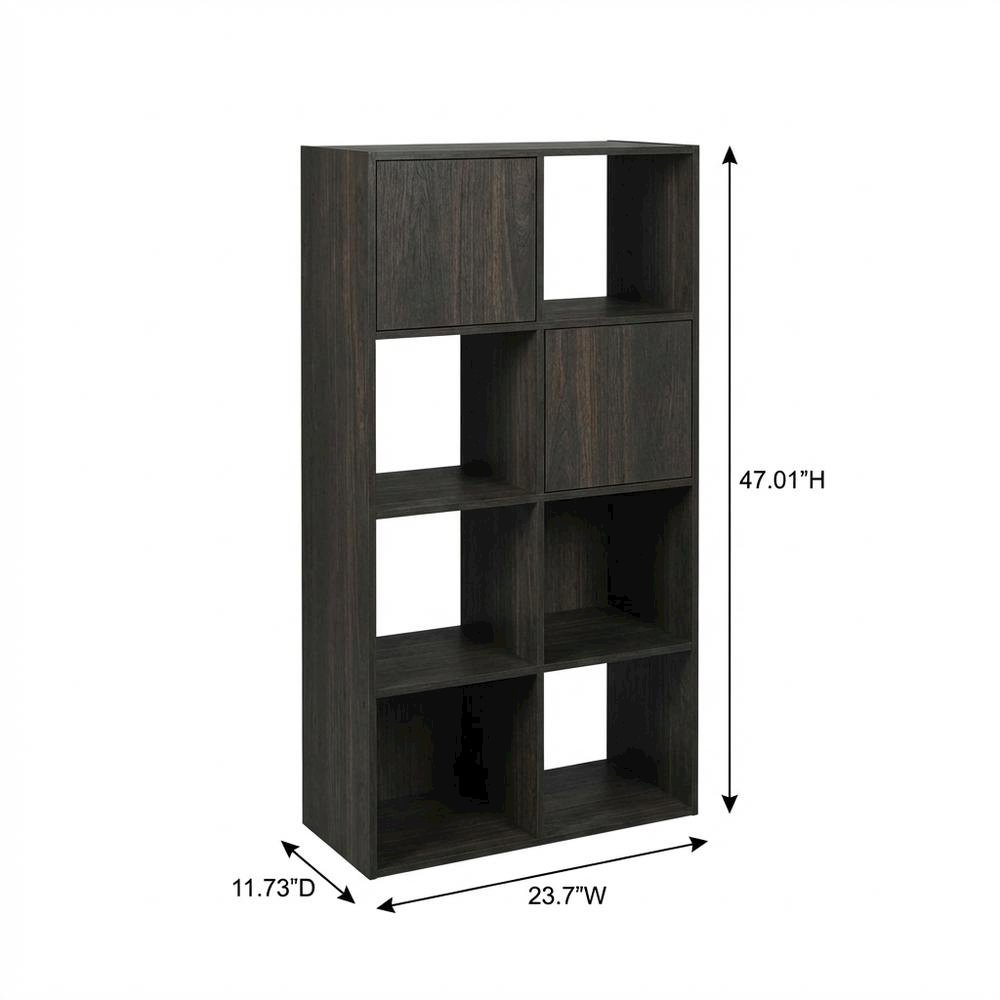 Wooden bookcase with open shelves for home or office storage