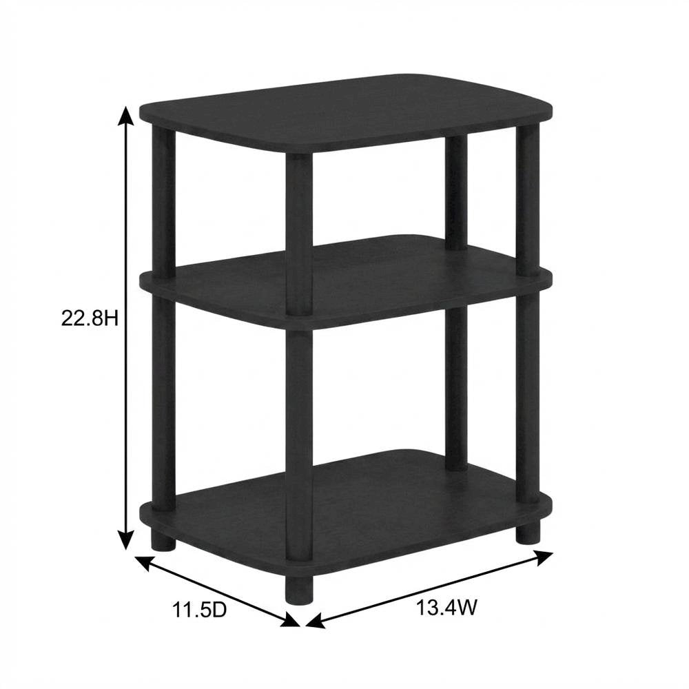 Curve End Table with Black Finish, Modern Design, Easy Assembly
