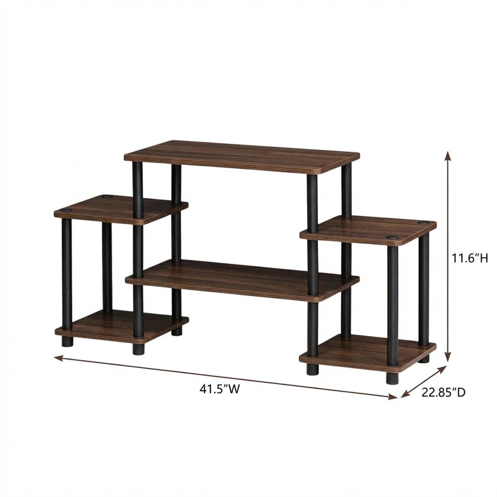 Dark Walnut Furinno No Tools Entertainment Center with Spacious Storage