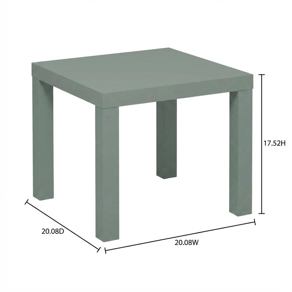 Sage Green Square End Table with Thick Top and Modern Design