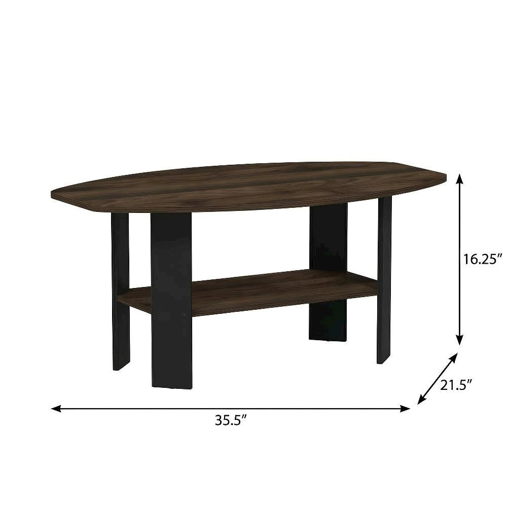 Columbia Walnut Coffee Table with Black Legs and Simple Modern Design