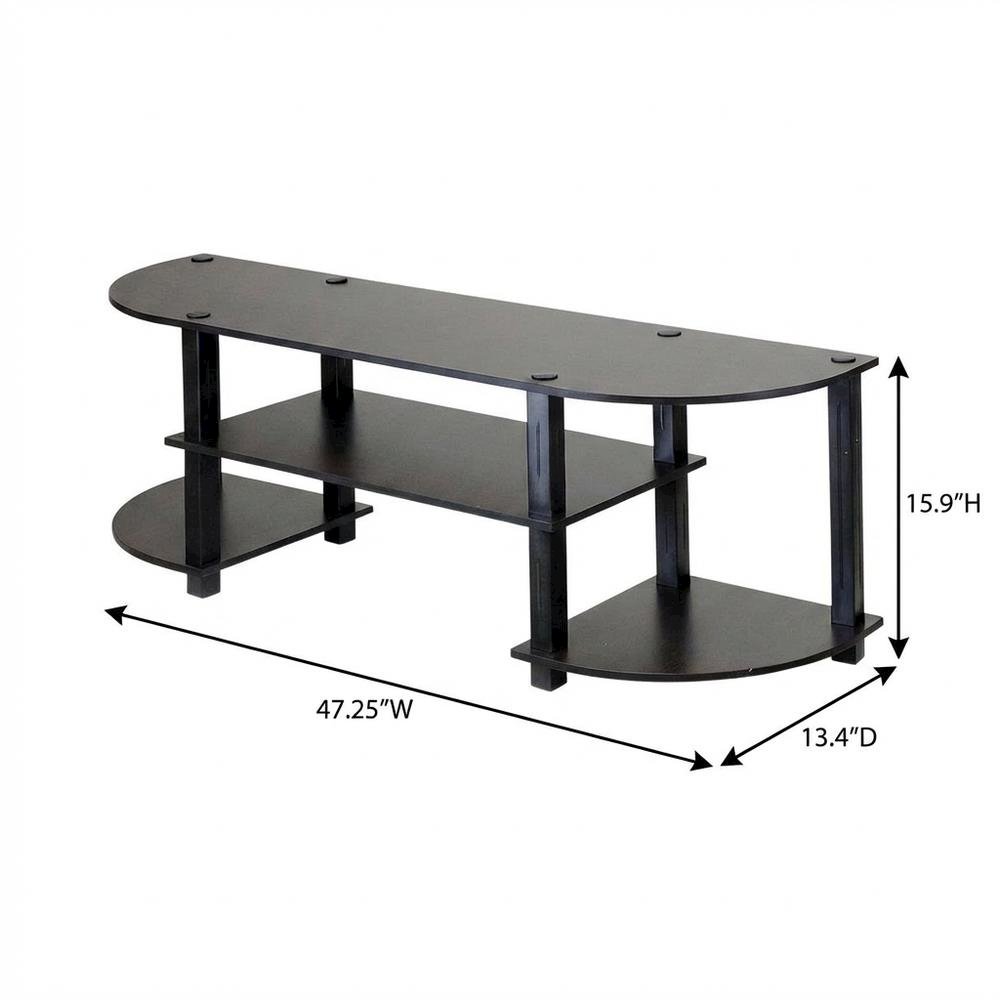 Wide TV Entertainment Center in Espresso/Black, Durable Composite Wood