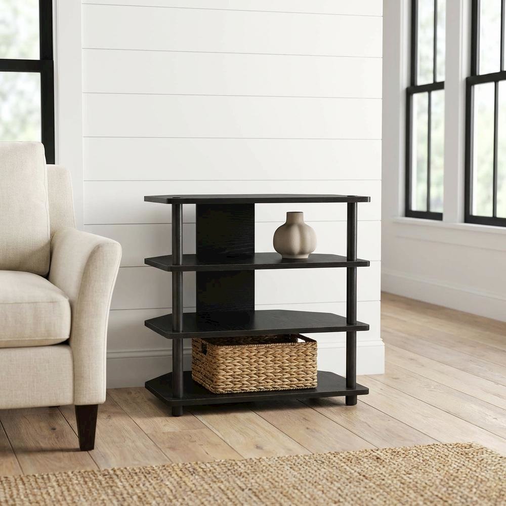 4-Tier Petite TV Stand, Easy Assembly, Composite Wood Construction