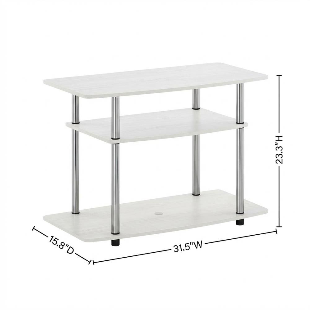 White Oak/Chrome TV Stand with 3-Tier Shelving and Wooden Construction