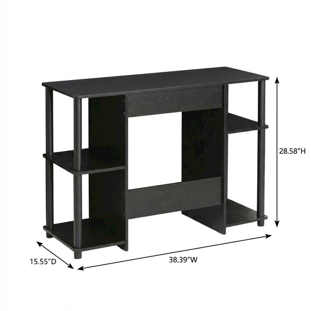 Black compact computer study desk with sturdy design and space-efficient layout