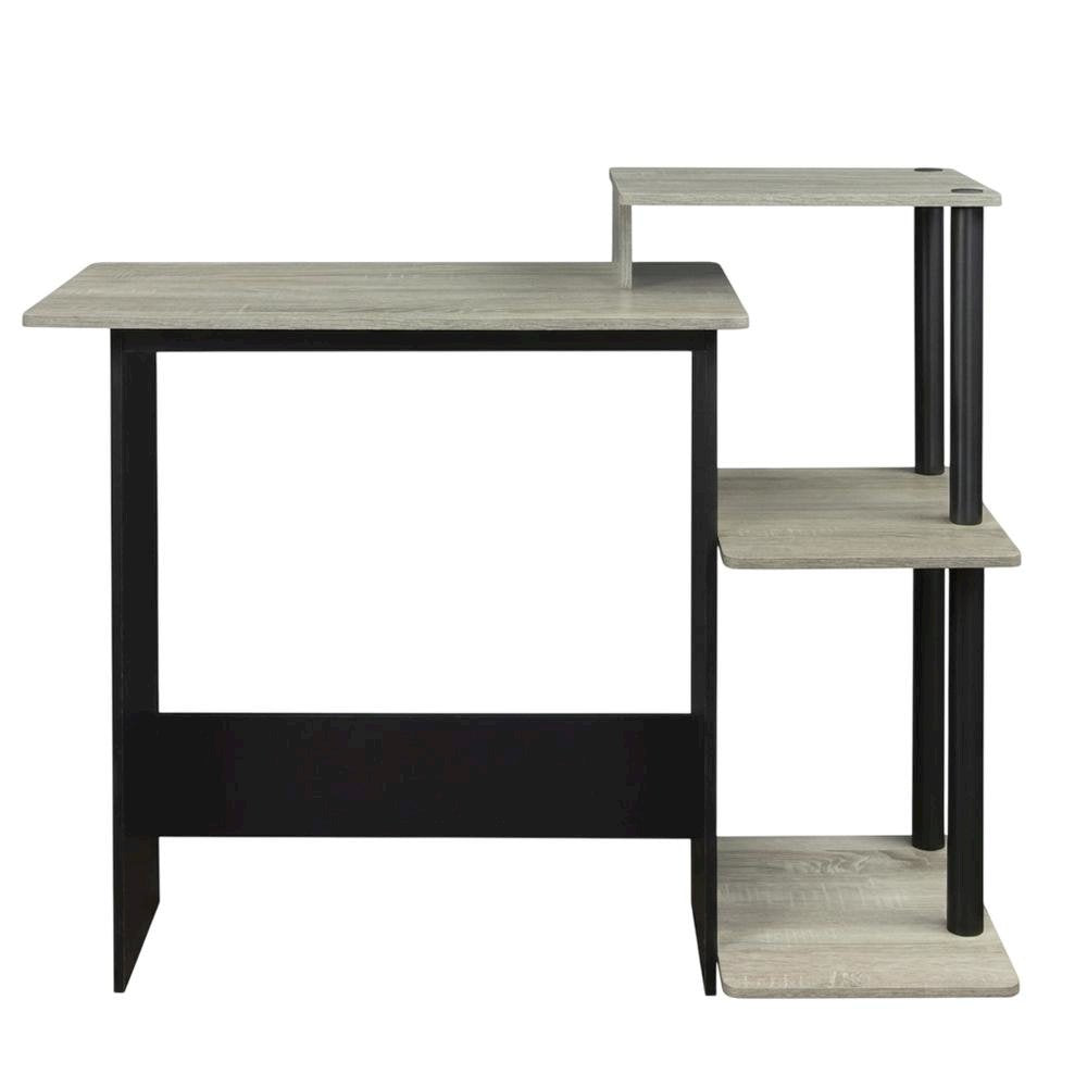 Oak Grey, Black Laptop Desk with Spacious Work Surface, Sturdy Construction