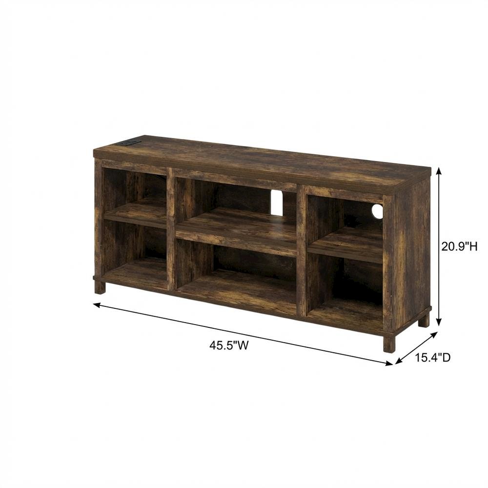 Wooden 3-Tier Entertainment Center for TV up to 55 Inch, USB Ports, Power Outlet