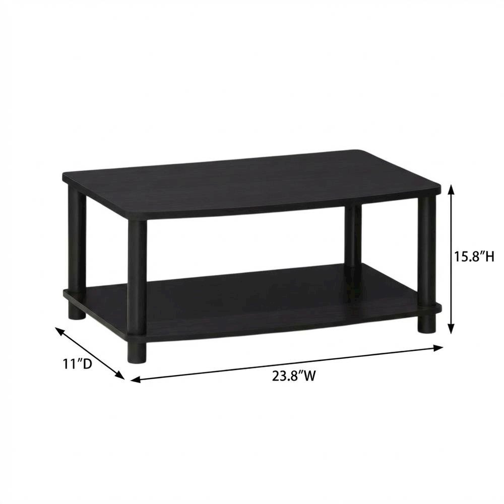 Dark Walnut 2-Tier Elevated TV Stand with No Tools Assembly