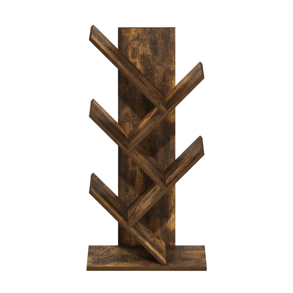 Wood Bookcase in Classic Brown Finish with Sturdy Shelving and Compact Design