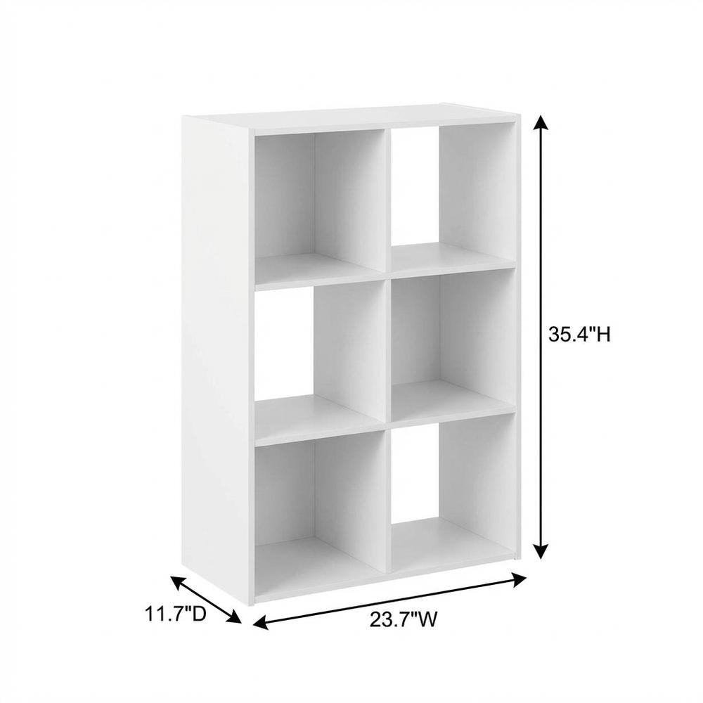 White wood bookcase with open shelves and versatile storage