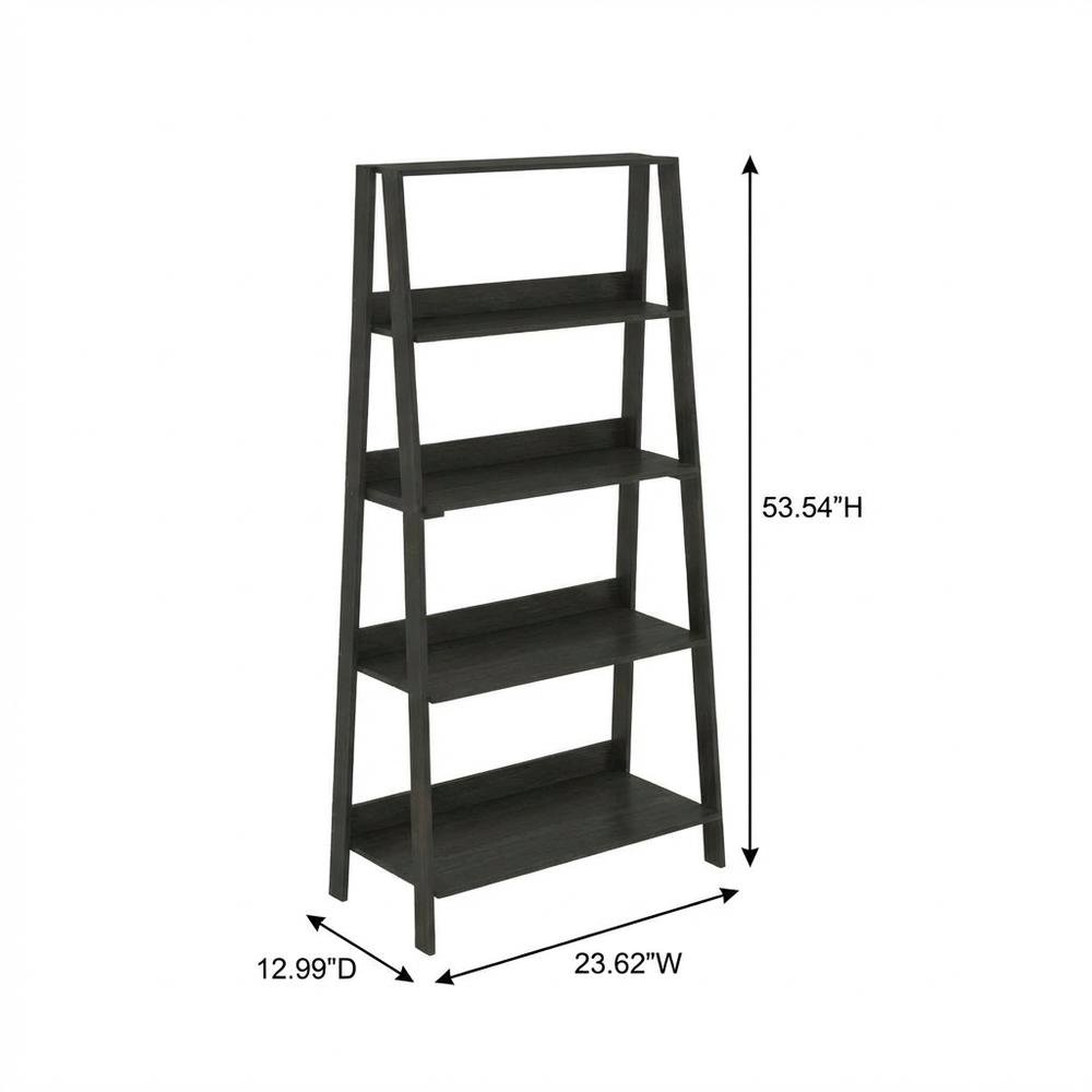 Espresso 5-Tier Ladder Bookcase with Display Shelves and Wood Construction