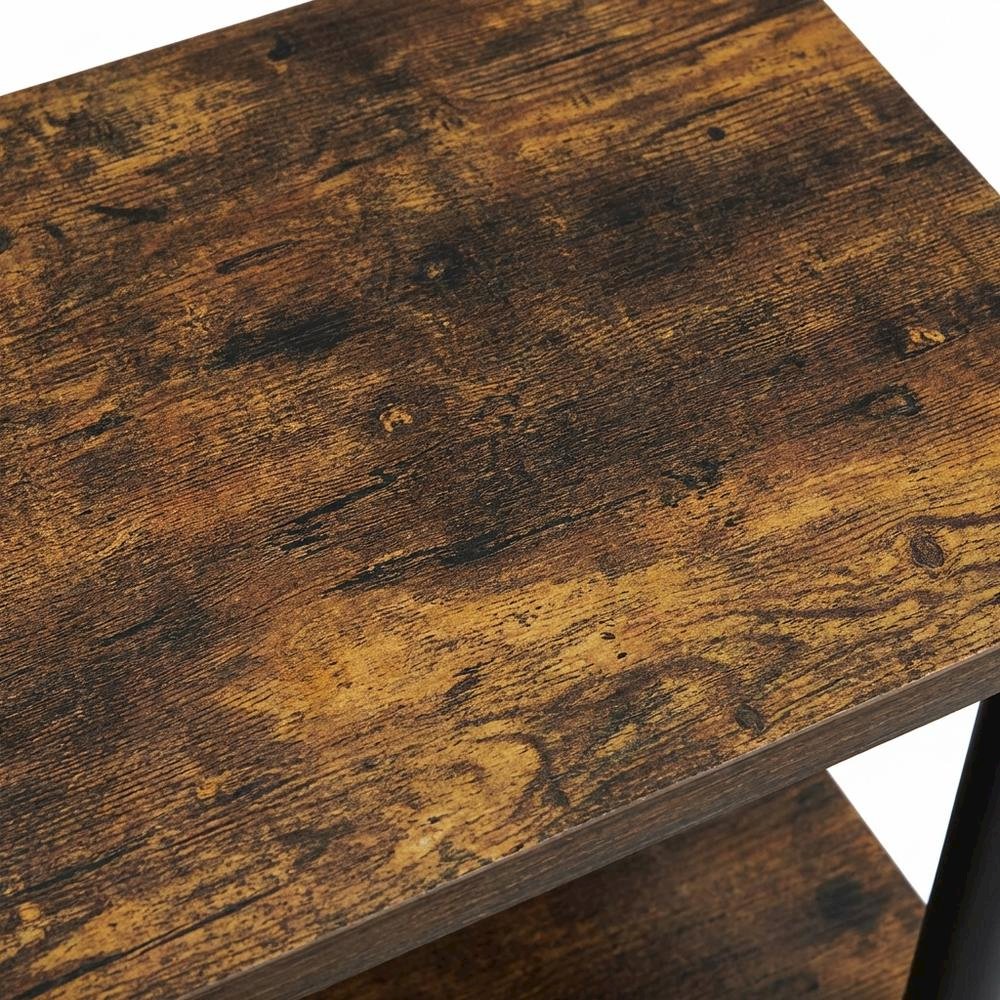 Amber Oak 3-Tier End Table with Multi-Level Storage and Modern Design