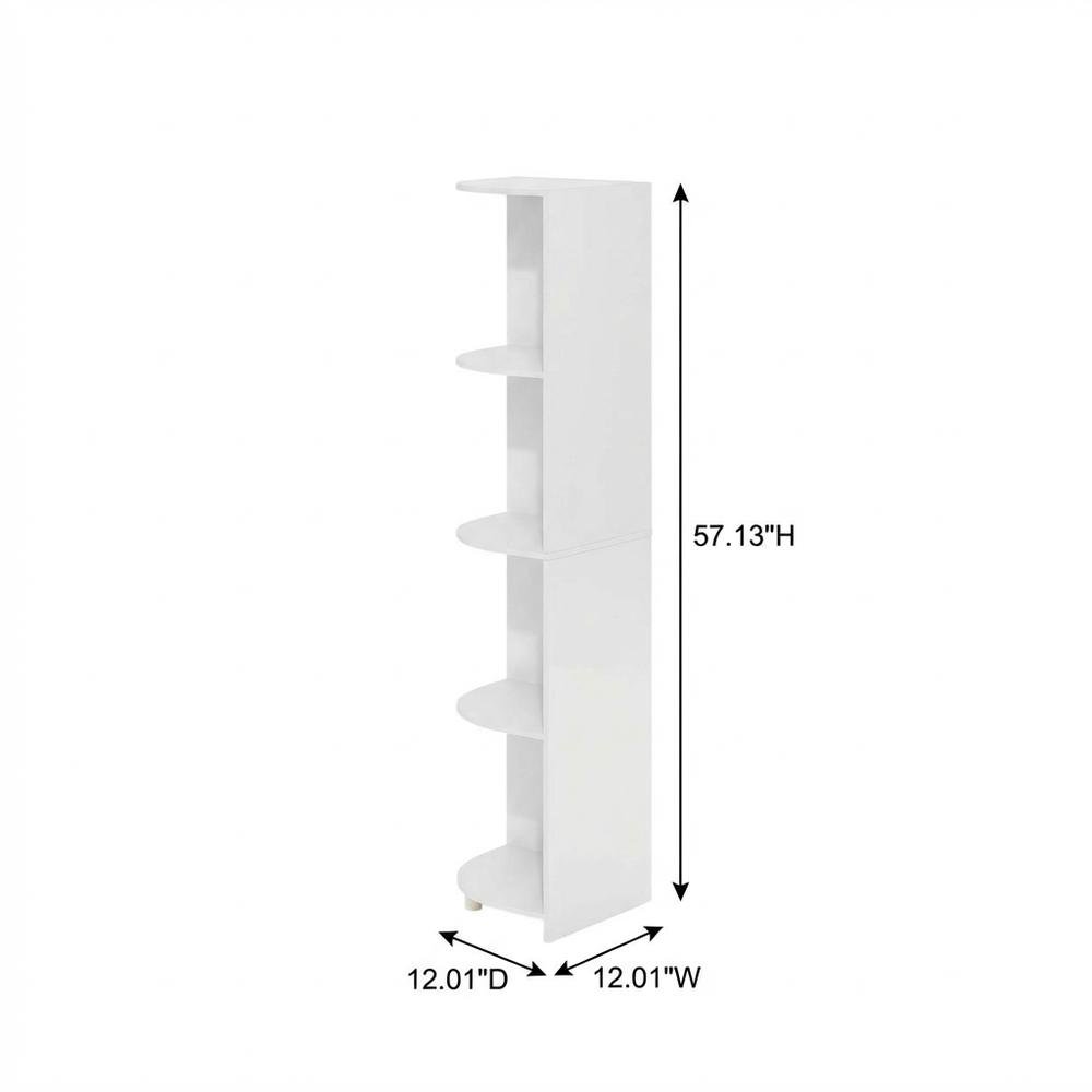 White 4-Tier Corner Shelf Bookcase with Sturdy Wooden Construction