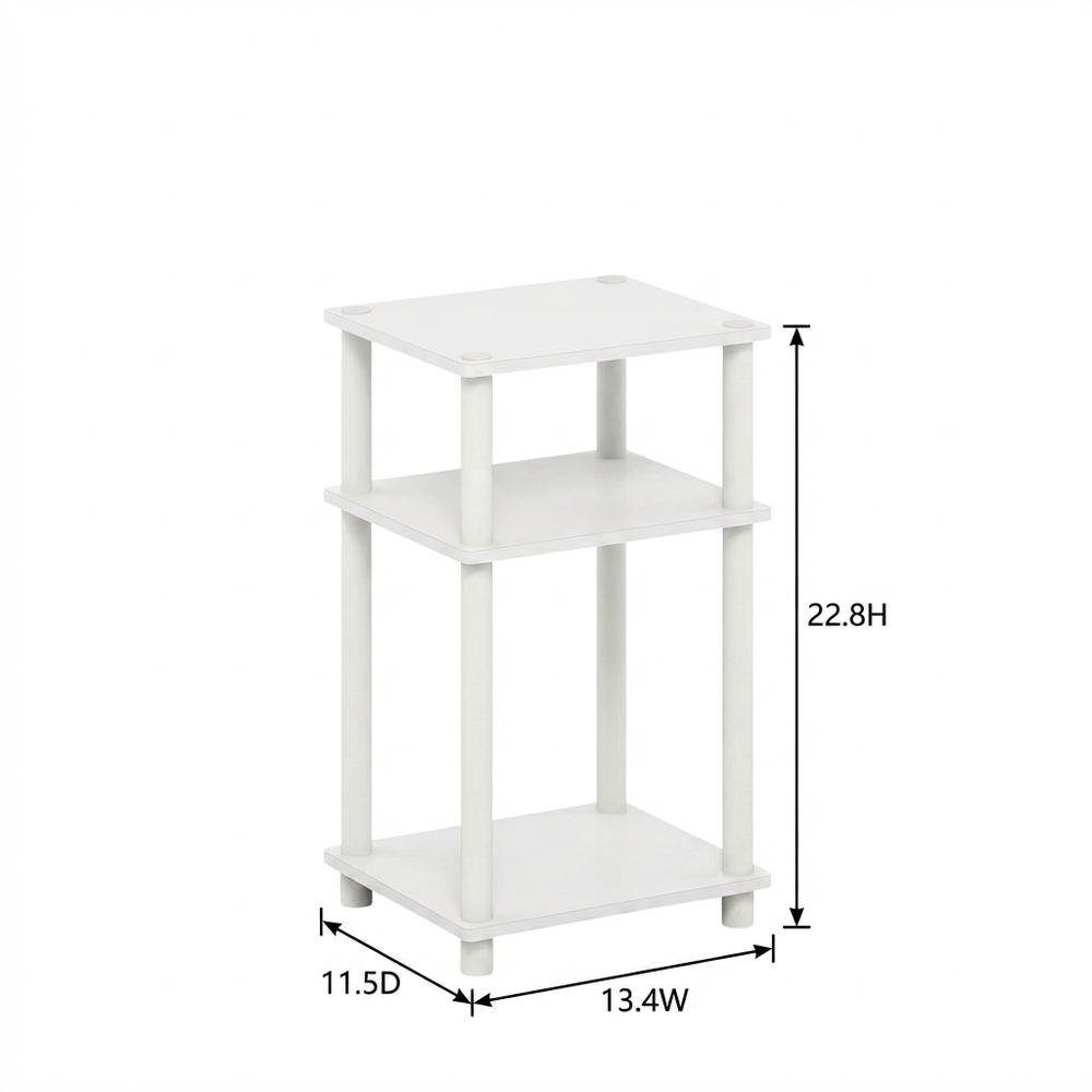 White 3-Tier Side Table with Modern End and Bedside Design