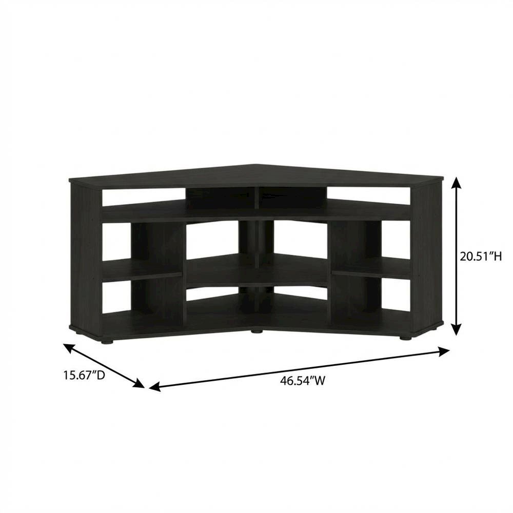 Brown corner TV stand, up to 55 inches, solid wood, walnut veneer finish