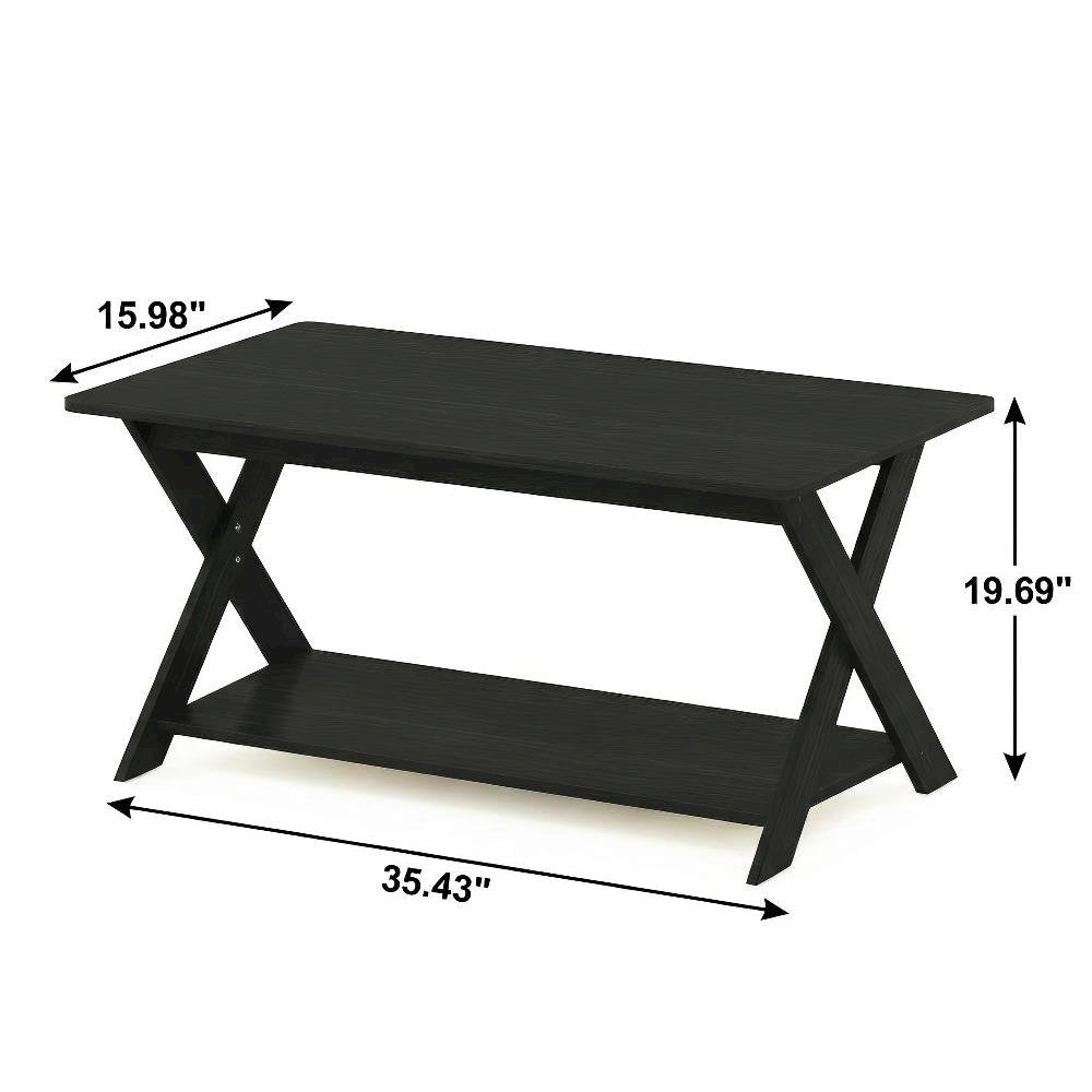 Espresso Coffee Table with Criss-Cross Design and Modern Minimalist Style