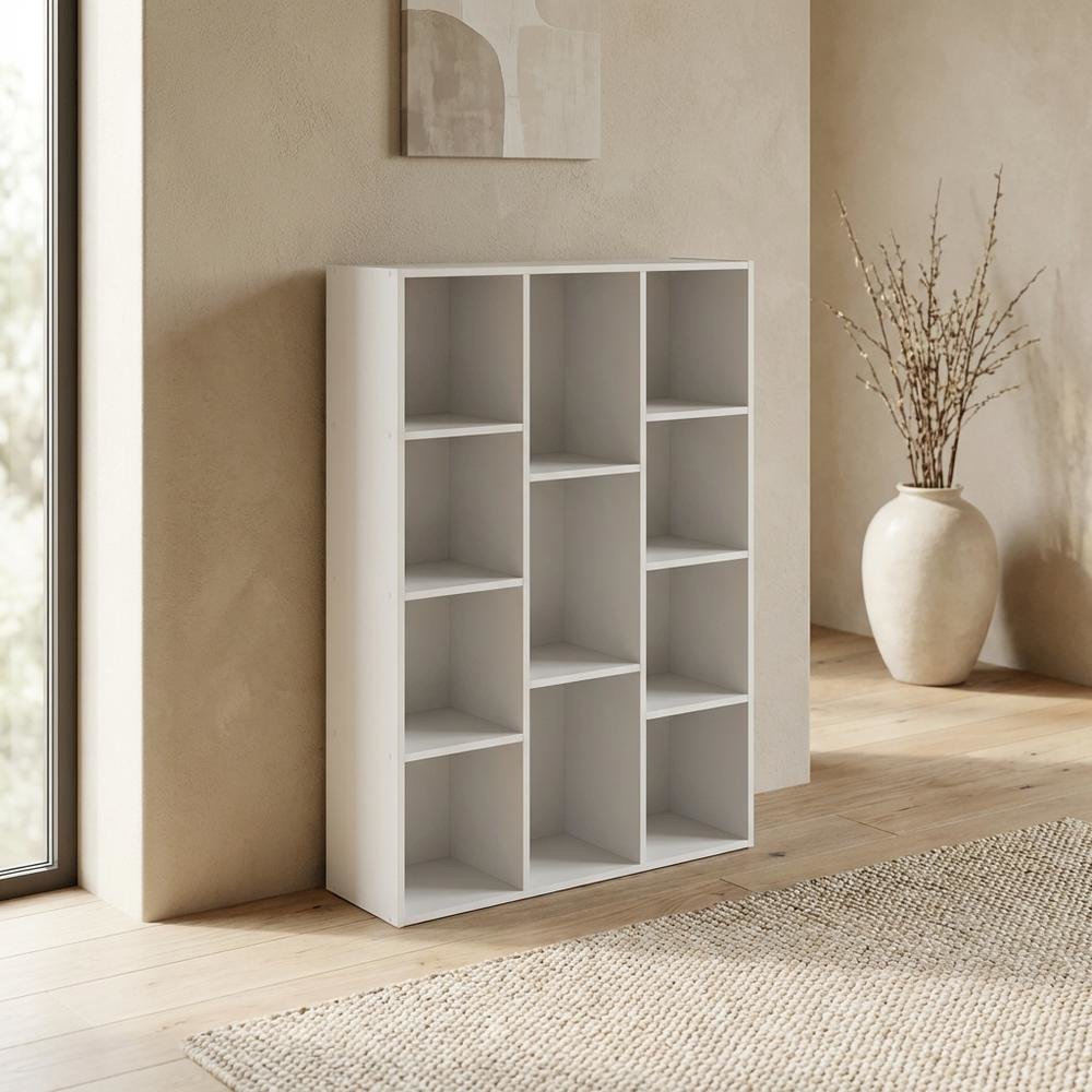 White 11-Cube Open Shelf Storage Organizer, 29 Inch Wide, Closet
