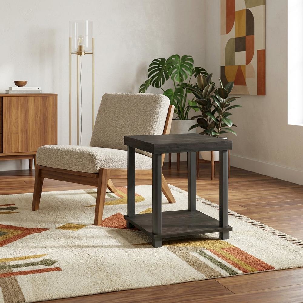 Espresso, End Side Table, Open Shelf, Quality Build
