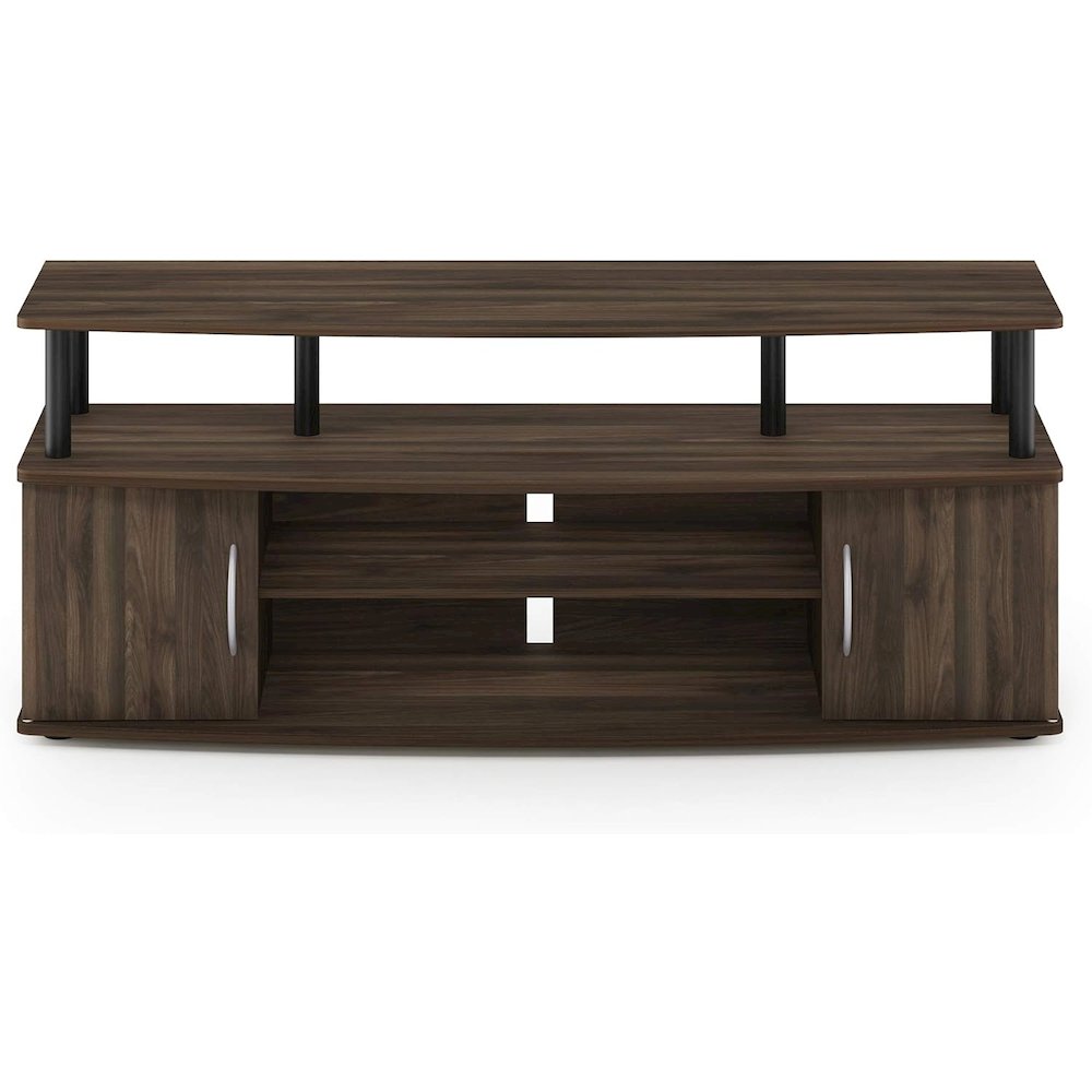 Brown 50 Inch TV Stand with Open Shelves and Dual Storage Cabinet Doors