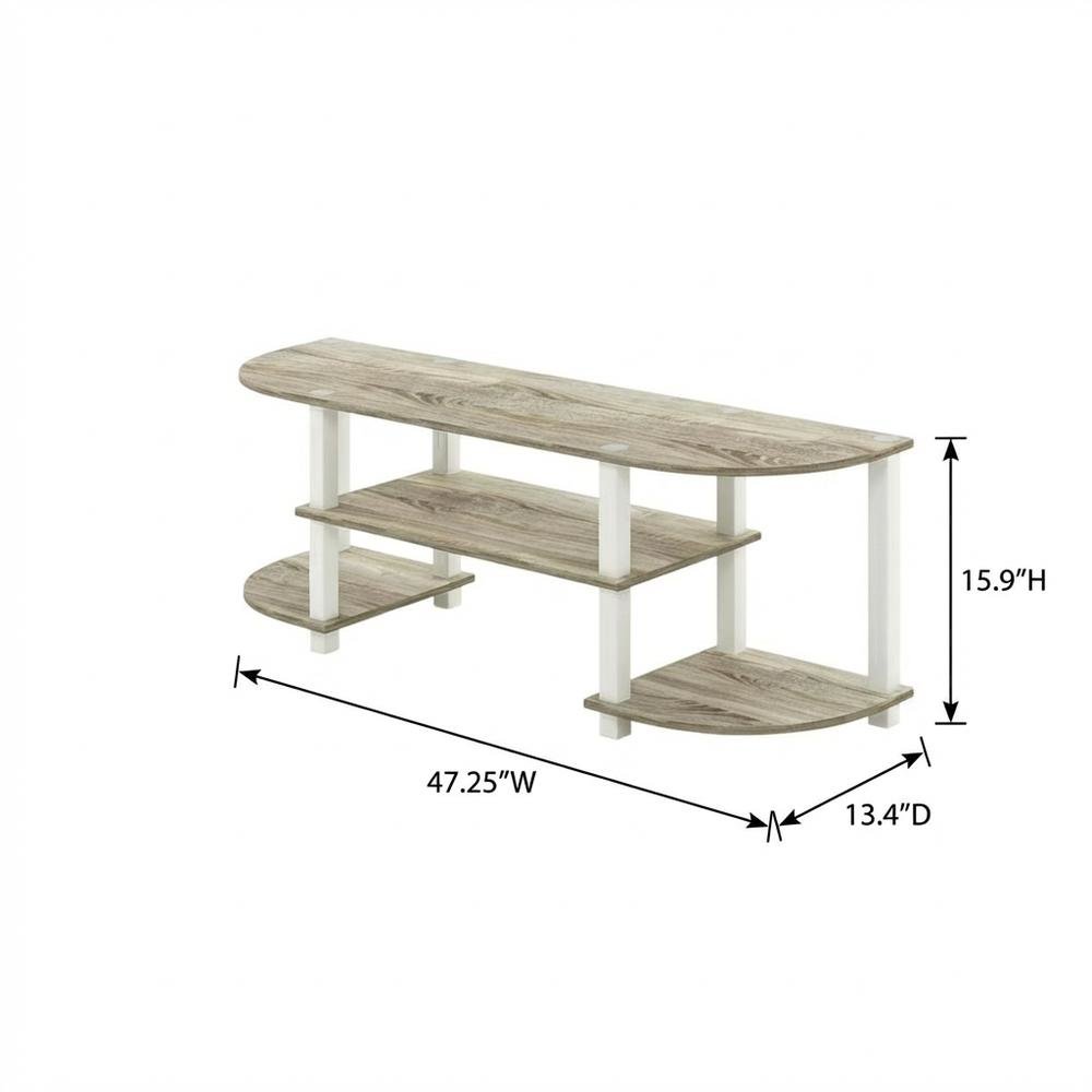 Wood TV Stand with Sonoma Oak/White Finish for Entertainment Center