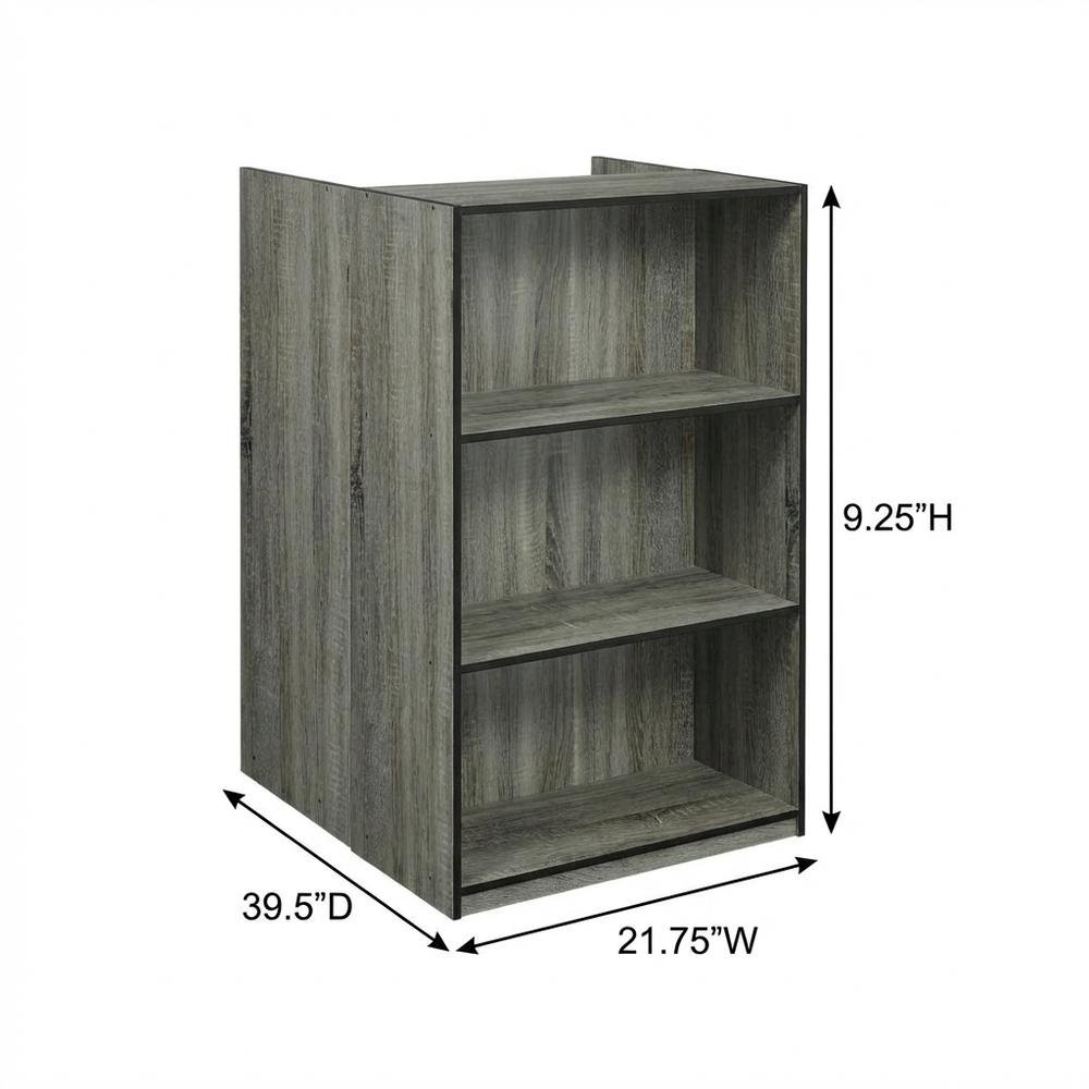 Grey 3-Tier Bookcase with Wood Shelves for Organized Storage