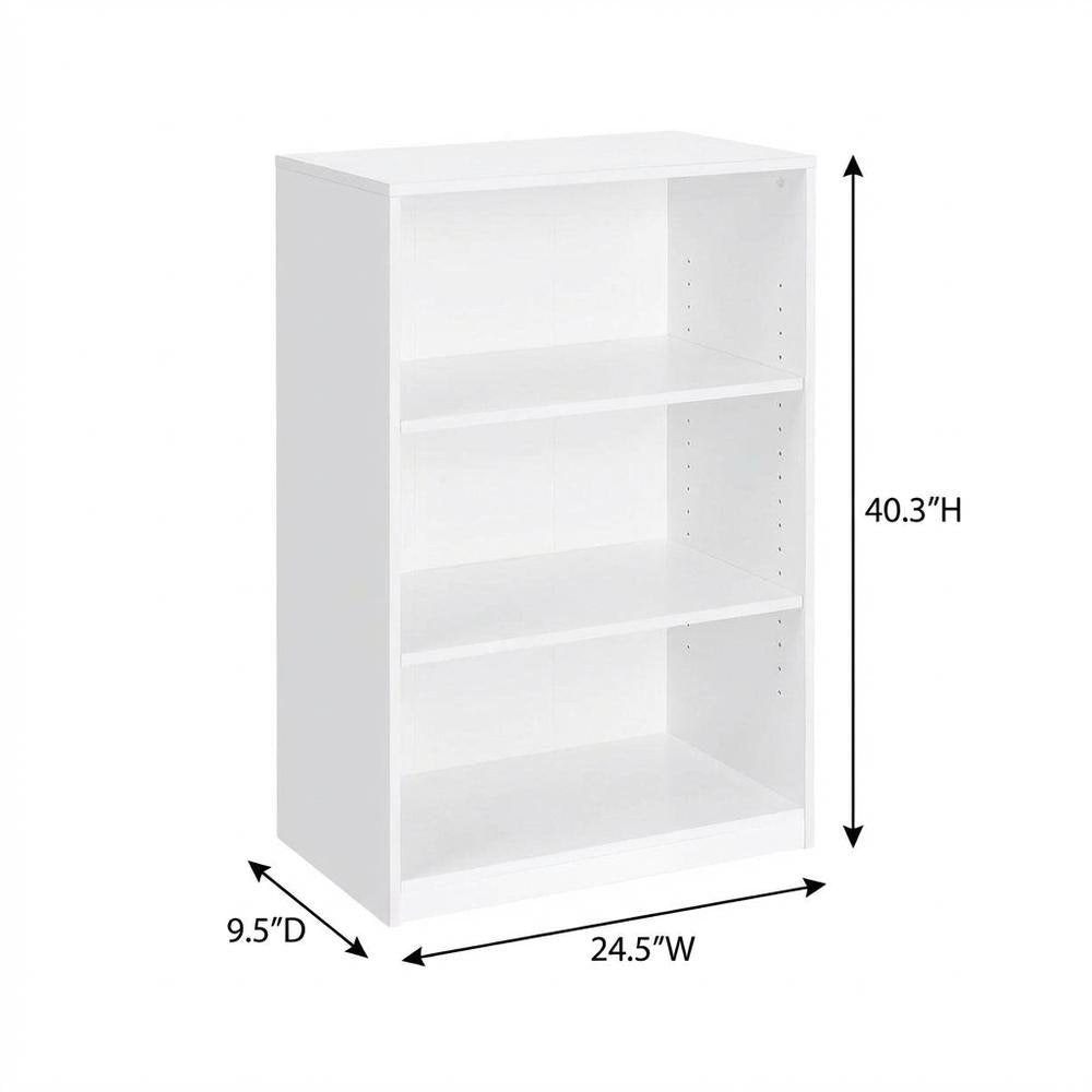 White 3-Shelf Bookcase with Sturdy Construction and Modern Design
