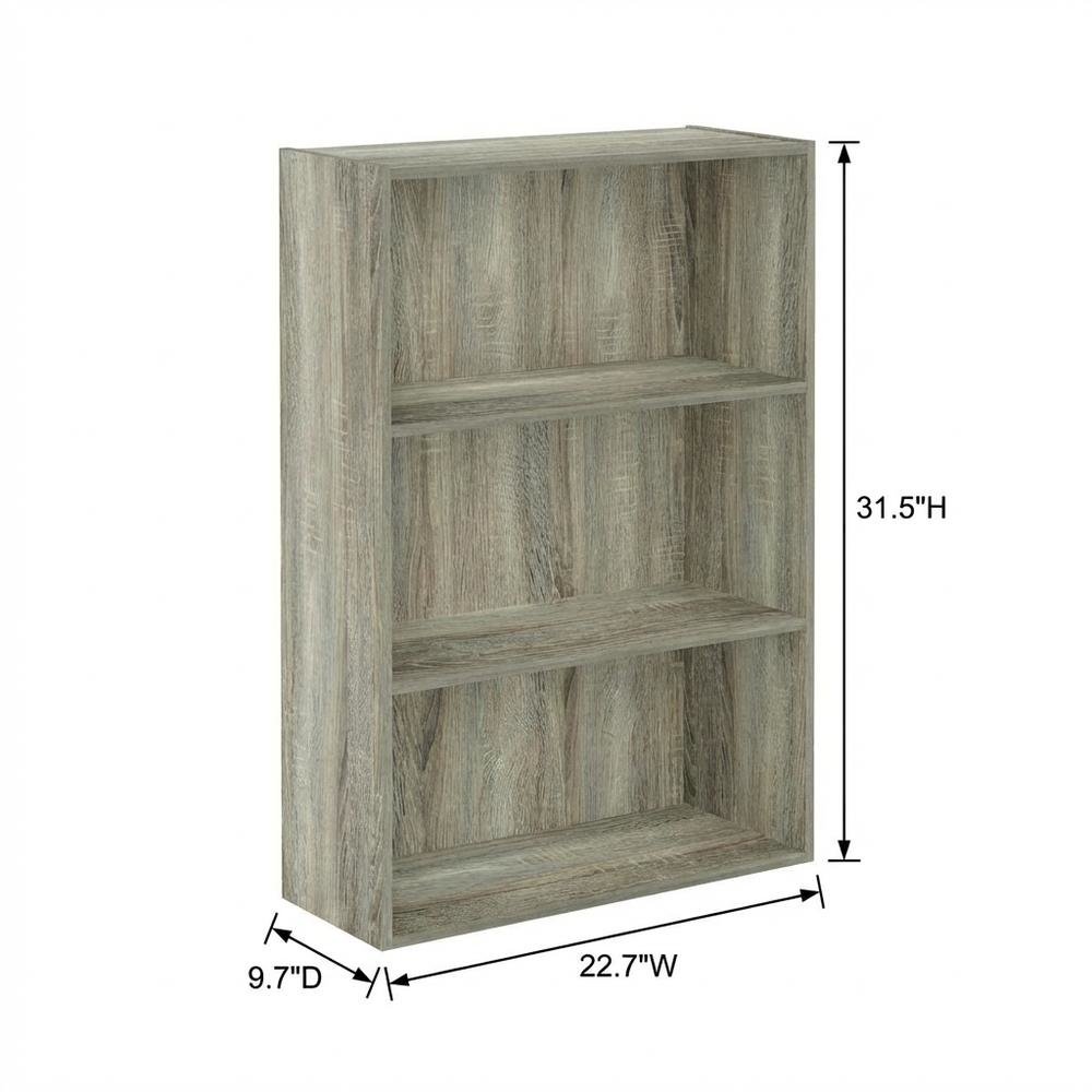 Wood Bookcase with Open Shelves in Sonoma Oak Finish