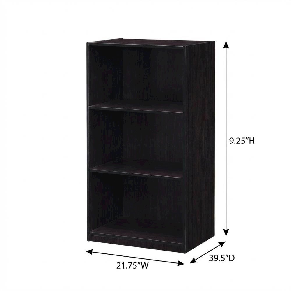 Wooden 3-Tier Bookcase with Storage Shelves for Living Room and Office