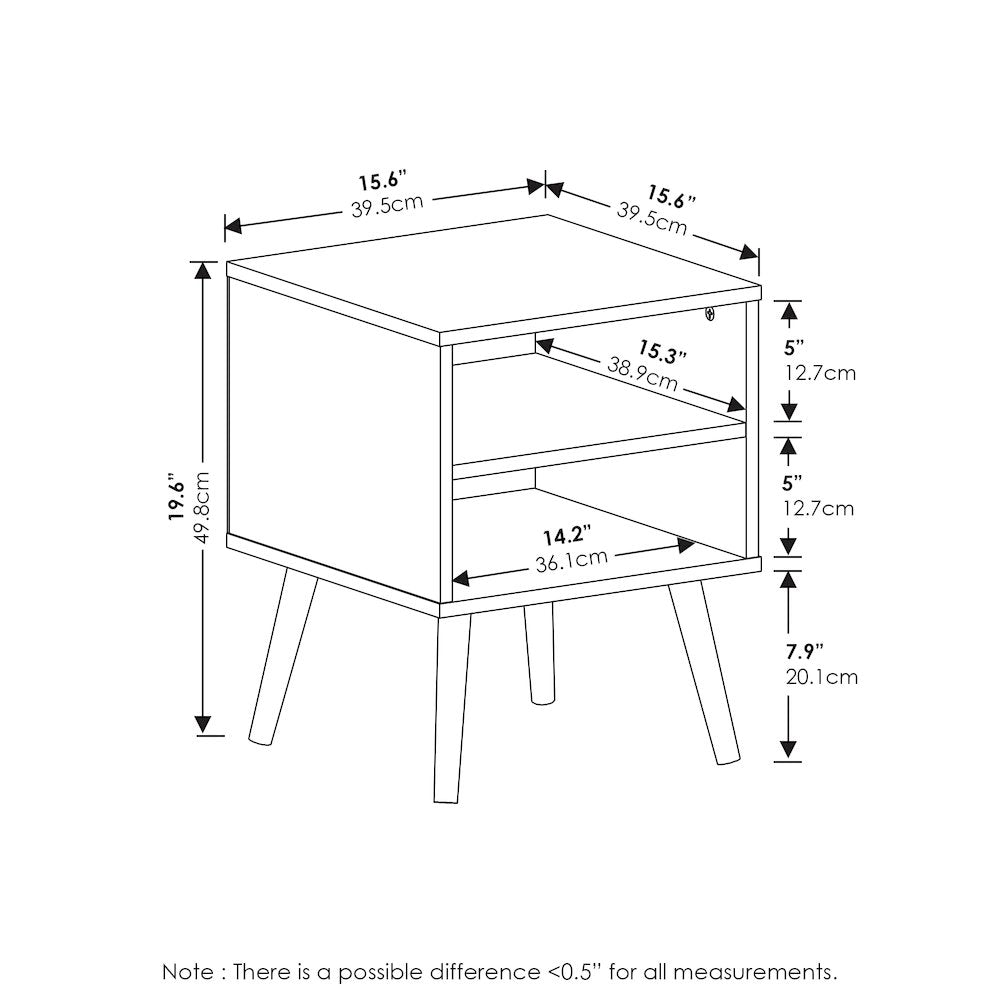 Claude Mid Century Style Nightstand with Wood Legs, French Oak Grey