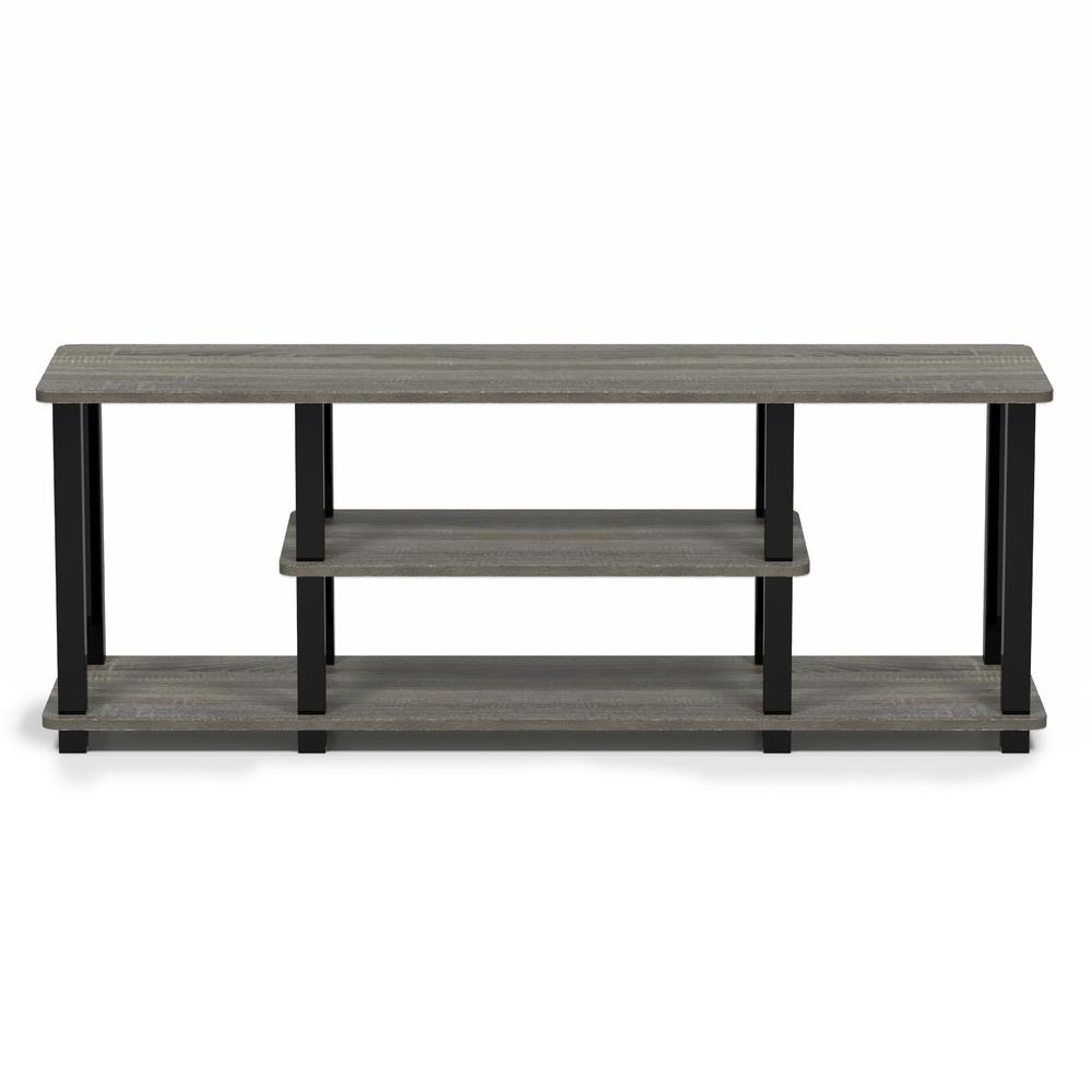 Furinno Turn-S-Tube No Tools 3D 3-Tier Entertainment TV Stands with Square Tube, French Oak Grey/Black, 18027GYW/BK