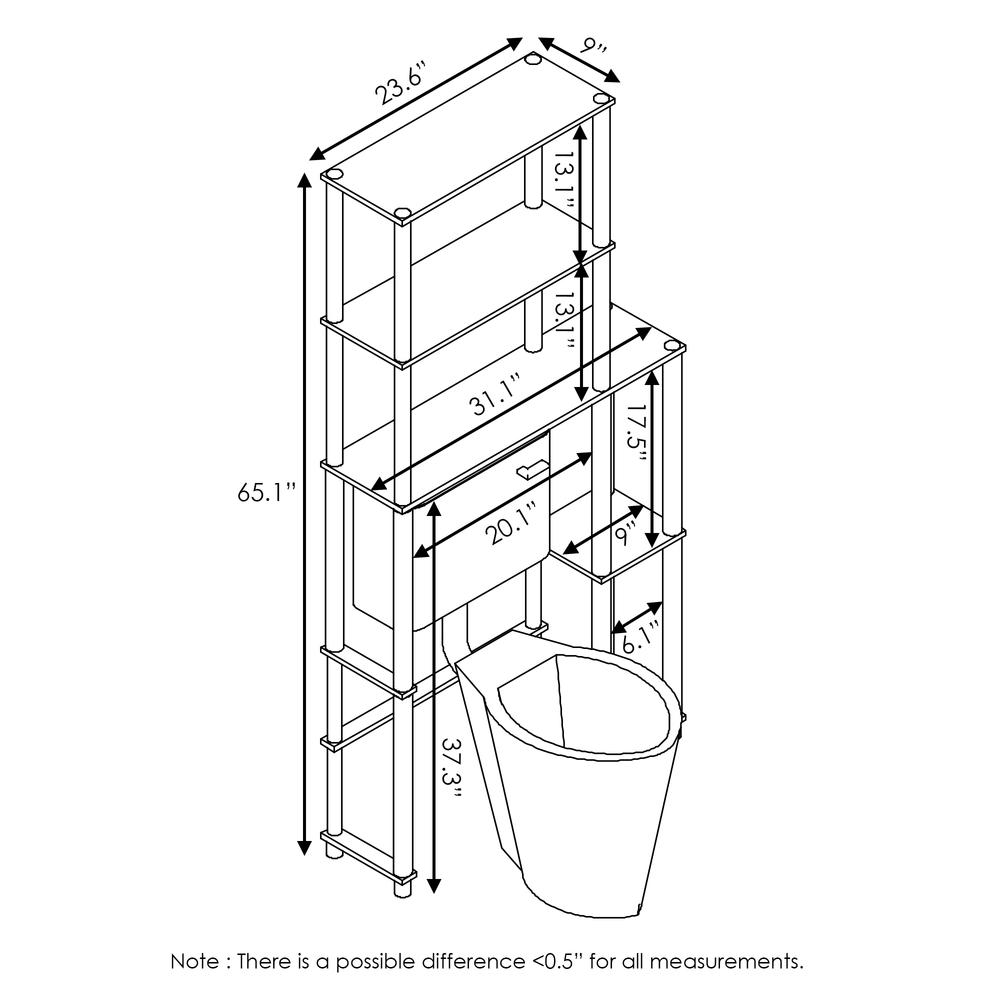 Turn-N-Tube Toilet Space Saver with 5 Shelves, Espresso/Black, 17050EX/BK