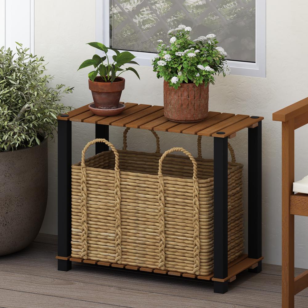 Pangkor 2-Tier Turn-N-Tube Indoor Outdoor Plant Shelf Rectangle Wood Stand
