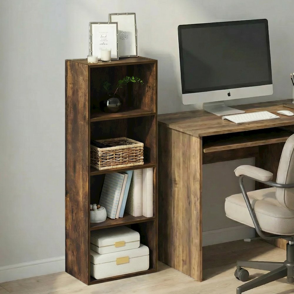 LUDER Book Shelf, 4-Tier Bookshelf, Bookcase with Open Shelf, 9.3 x 15.6 x 41.7