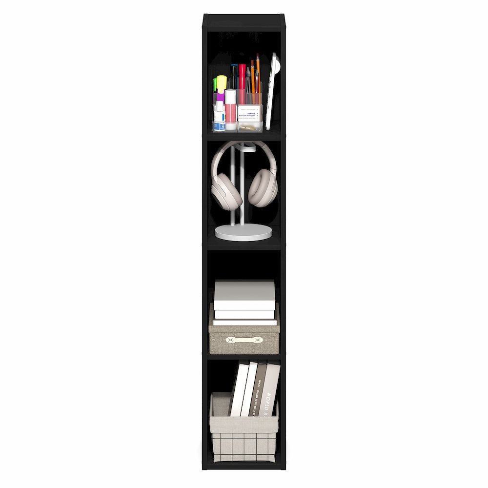 FULDA Book Shelf, 4-Tier Narrow Bookshelf, 9.3 x 7.9 x 41.6
