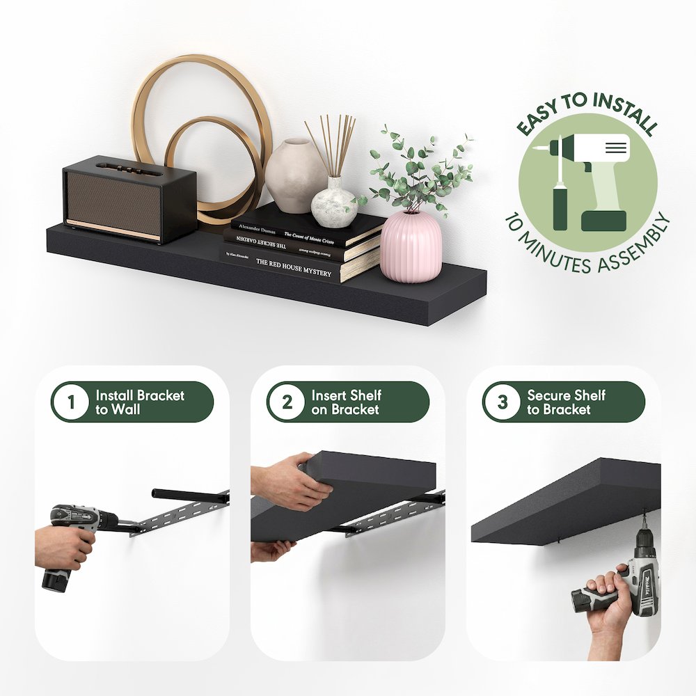 TANNA Floating Shelves for Wall Set of 2, 9 x 35 Wall Shelf