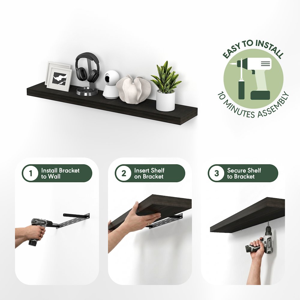 TANNA Floating Shelves for Wall Set of 2, 12 x 47 Wall Shelf