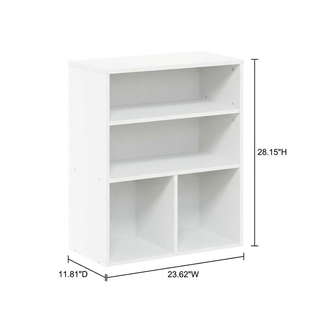 White 3-Tier Display Bookcase with Wooden Shelves for Modern Home Storage