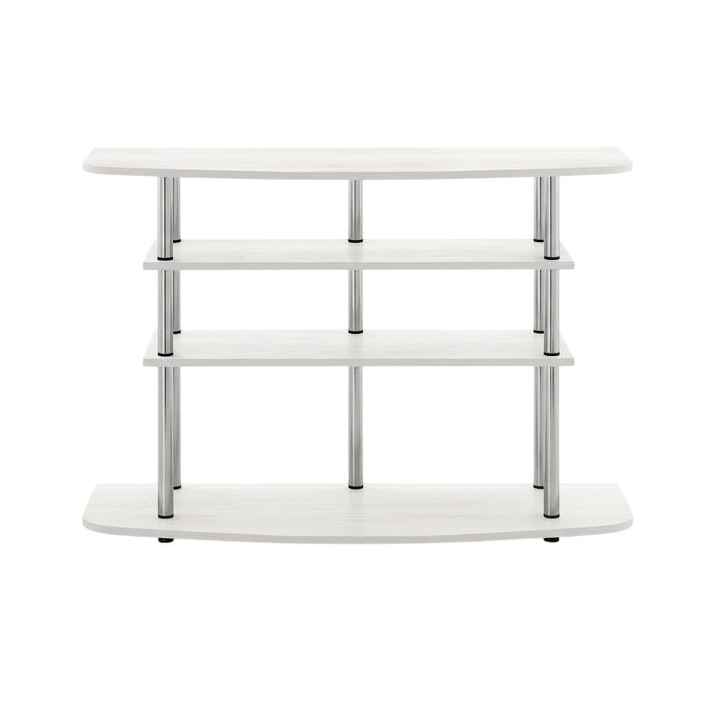 White Oak 4-Tier TV Stand with Wood Store Display for up to 46-inch Screens